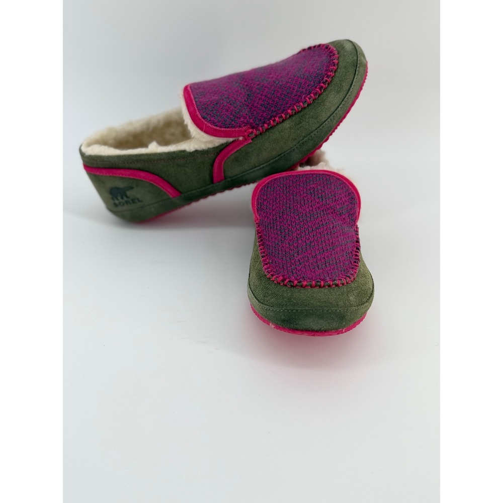 SOREL Tremblant II Slippers Womens 10 Stone Green Cactus Pink Suede NEW IN BOX